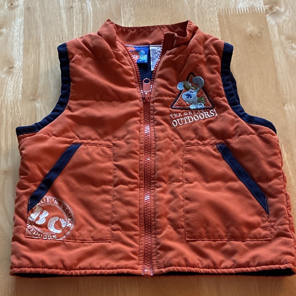 2002 Nick Jr. Blue's Clues Blue Outdoors Quilted Puffer Zip Vest 24M Orange
